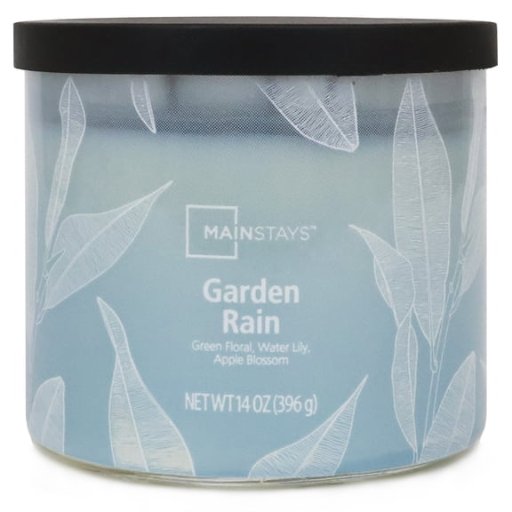 Mainstays 3-Wick Textured Wrapped Garden Rain Scented Candle, 14 oz