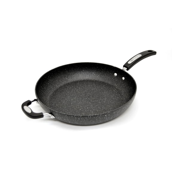 Starfrit The Rock Classic 12.5" (32cm) Non-Stick Deep Fry Pan with Helper Handle - Durable Forged Aluminum - Oven Safe - PFOA Free - Easy to Clean
