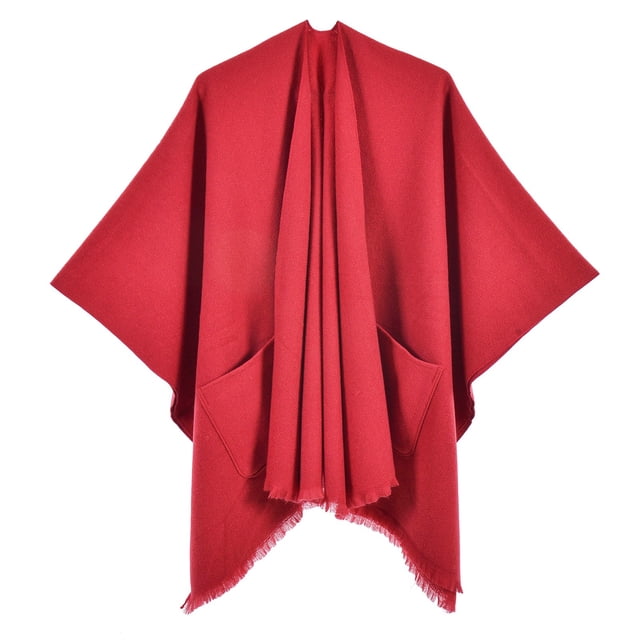 Châle Chaud pour Femmes - Poncho Réversible Ouvert pour l'Hiver
