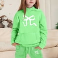 thumbnail image 2 of GDREDA Girls Sets 2 Piece Outfits Spring Children's Hoodie Set With Bow Print Green,8-9Years, 2 of 4