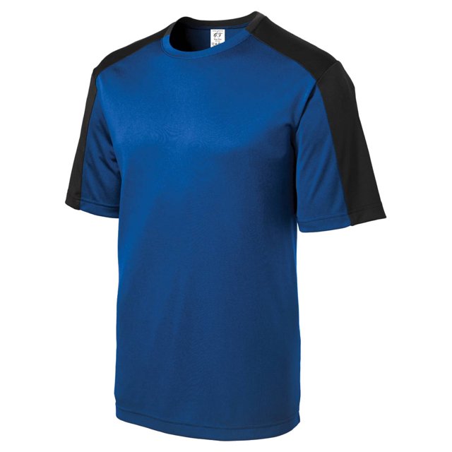 Gravity Threads Mens Sleeve-Blocked Moisture Wicking Shirt - True Royal/Black - 2X-Large