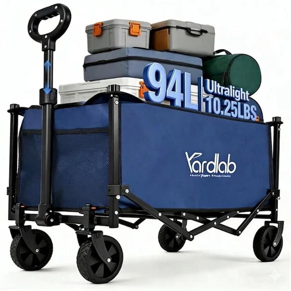 Chariots-wagons Pliables, Chariot-Wagon Pliable 94 L Ultra Compact Léger 10,25 Lb, Chariots Utilitaires de Magasinage Portatifs Pliants ( Petit Format 29 Pouces L x 16,7 Pouces L x 35,4 Pouces H, Bleu)