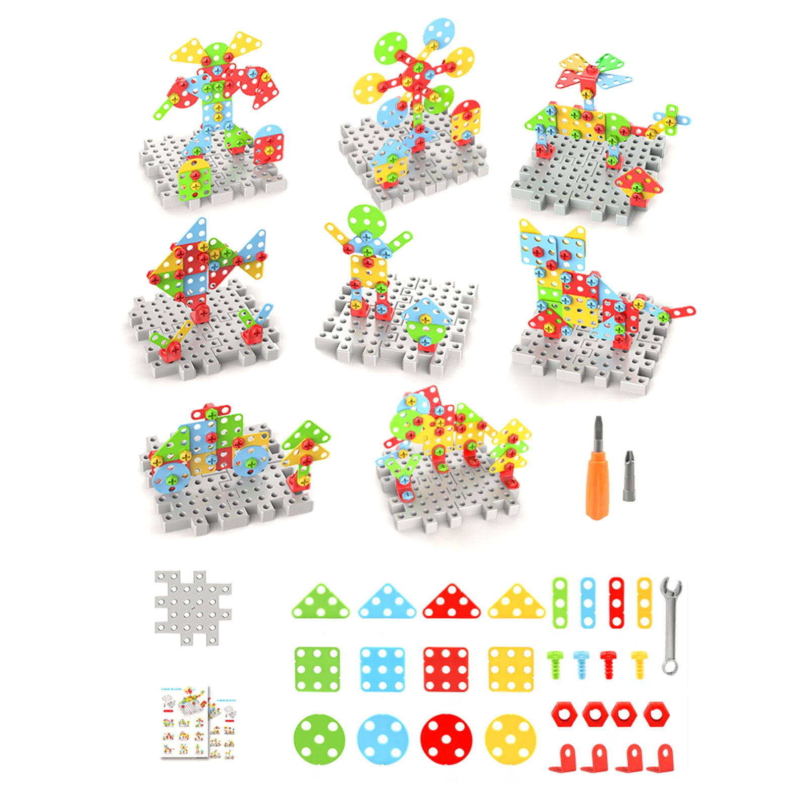 106pcs Electric Drill Construction Building blocks Animals Plants Creative Building Educational Activities Puzzle Games