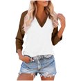 thumbnail image 1 of Hauts à Manches 3/4 pour Femmes Hauts Décontractés à Manches Raglan Col en V Tuniques Basiques Blouses Été 2025, 1 of 5