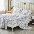 thumbnail image 1 of Move Over 4 pcs White Black Plants Sheet Set King Country Style Fitted Sheet Black Plants Pattern All Around Elastics Deep Pocket Sheet, 1 of 8
