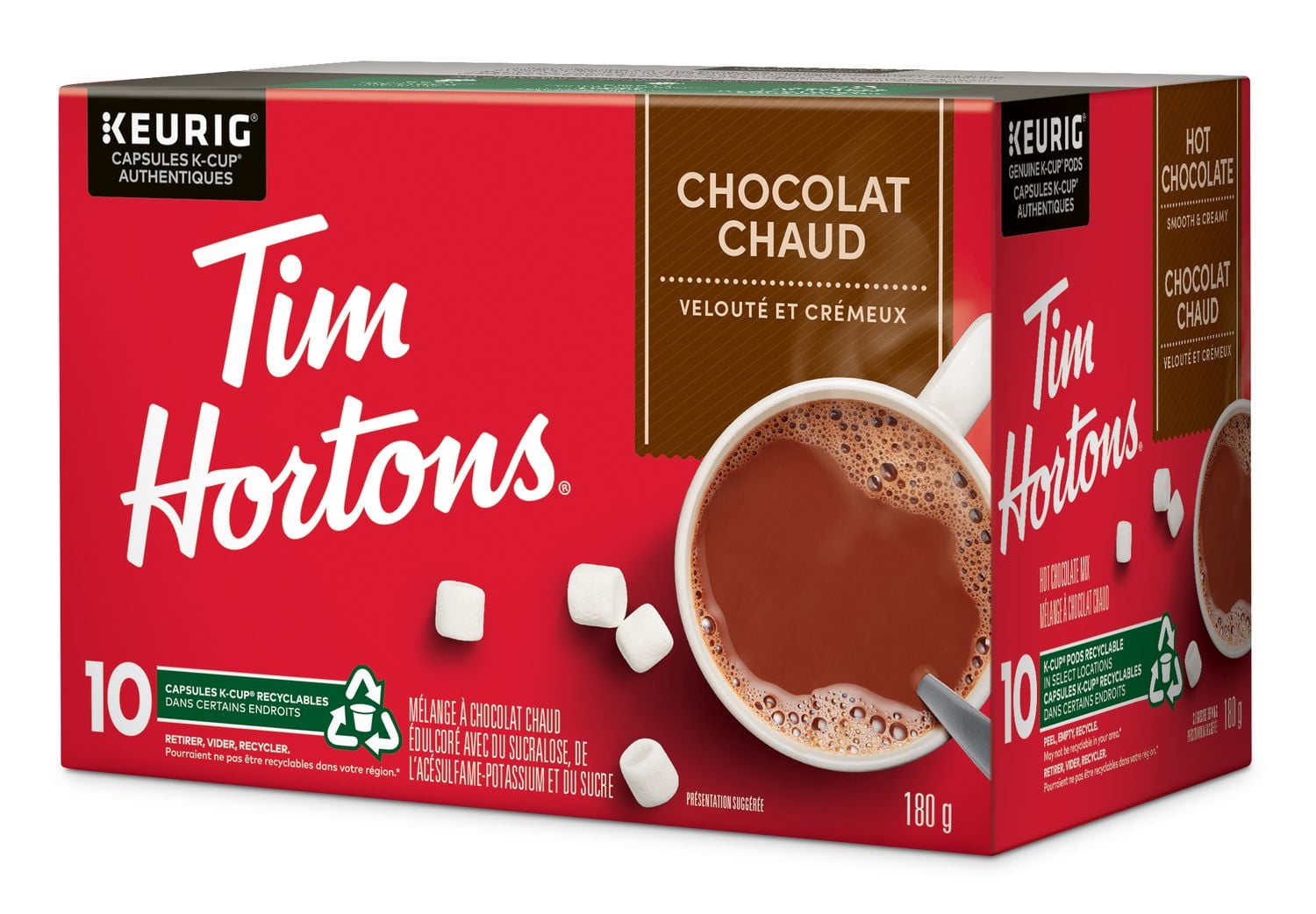 Tim Hortons Hot Chocolate K-Cups Pods, Single-Serve K-Cups, Compatible with Keurig Coffee Makers, Smooth & Creamy, 10 Count