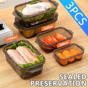 TopLLC 3 Pcs Food Preservation Boxes, Transparent Sealed Meal Prep Containers with Lids, Food Grade BPA-Free Lunch Food Storage Bowls Reusable Freezer Storage Case Microwave Safe for Kitchen Home
