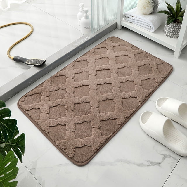 Thickened Absorbent Non-Slip Bathroom Rug Mat, Plush Polyester Floor Carpet for Toilet, Shower, and Bedroom Doorway, Machine Washable