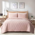 thumbnail image 1 of Peace Nest Premium Damask Pattern Reversible Coverlet Set 100% Soft Microfiber Fabric, Pink, King Size, 1 of 5