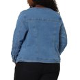 thumbnail image 3 of GRACE & GRANDEUR Veste en Denim Sans Col à Manches Longues pour Femmes Grande Taille, 3 of 7