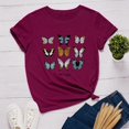thumbnail image 1 of SMihono Hauts pour Femmes Été Décontracté Mode Féminine Décontracté Ample Imprimé Papillon Col Rond T-Shirt Grande Taille, 1 of 3