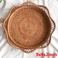 thumbnail image 3 of Oleegame 2PC Stainless Steel Cutlery Set Rattan Round Fruit Baskets Wicker Storage Bowls Natural Woven Serving Basket Bowls Decorative Baskets For Kitchen Counter Organizing 9x9x2inch Brown, 3 of 9
