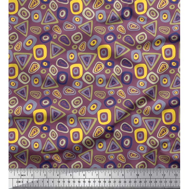 Soimoi Cotton Voile Fabric Geometric Small Print Sewing Fabric Yard 56 Inch Wide