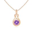 thumbnail image 1 of Angara Collier en Améthyste Naturelle - Pendentif Solitaire en Améthyste Ronde Nœud Infini en Or Rose 14 K pour Femmes, 1 of 8