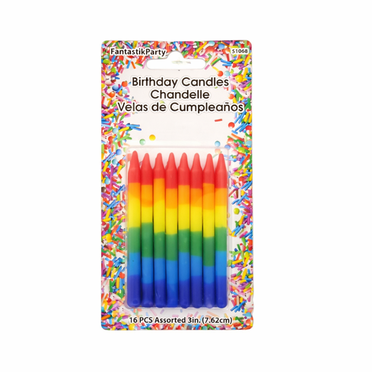 Fantastik Party Birthday Candle Rainbow Tie Dye