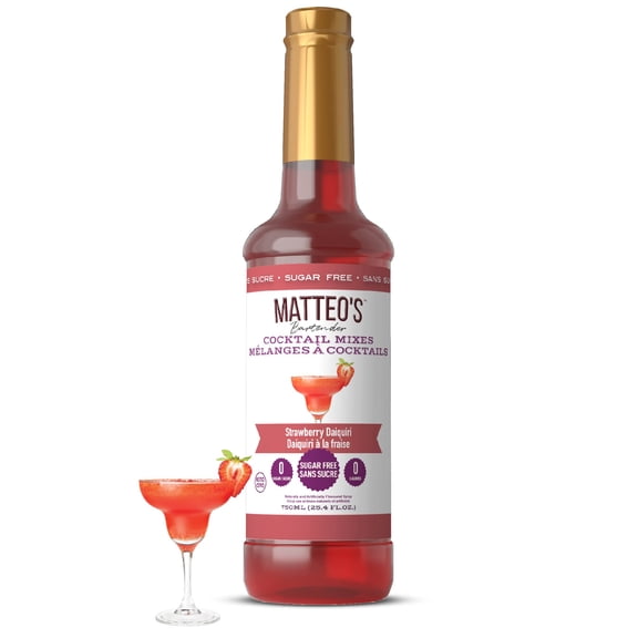 Matteo's Sirop Aromatisant Sans Sucre pour Café, Daiquiri à la Fraise, Délicieux Sirop de Café, 0 Calories, 0 Sucre, Compatible Keto (750mL, Bouteille Unique)