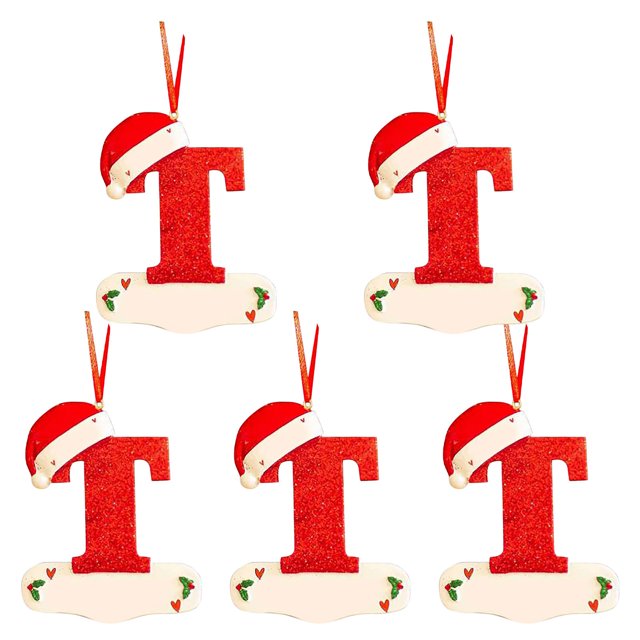 Agiferg Noël Petit Chapeau Rouge Lettre Pendentif DIY Nom Inscriptible 26 Lettre Pendentif 5PCS