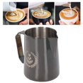thumbnail image 4 of Frother Cup, Wide Application Milk Frothing Pitcher Easy Pouring With Handle For Office Silver Black, 4 of 8