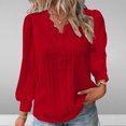 thumbnail image 2 of Timegard Plus Size Tops for Women Lace V Neck Puff Long Sleeve Dressy Casual Solid Color Tops Fall, 2 of 5