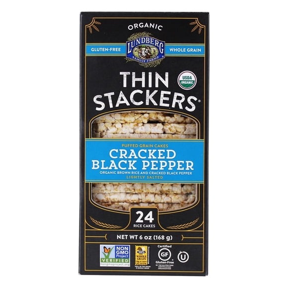 Lundberg - Thin Stackers Puffed Grain Cakes Cracked Black Pepper - 6 oz.