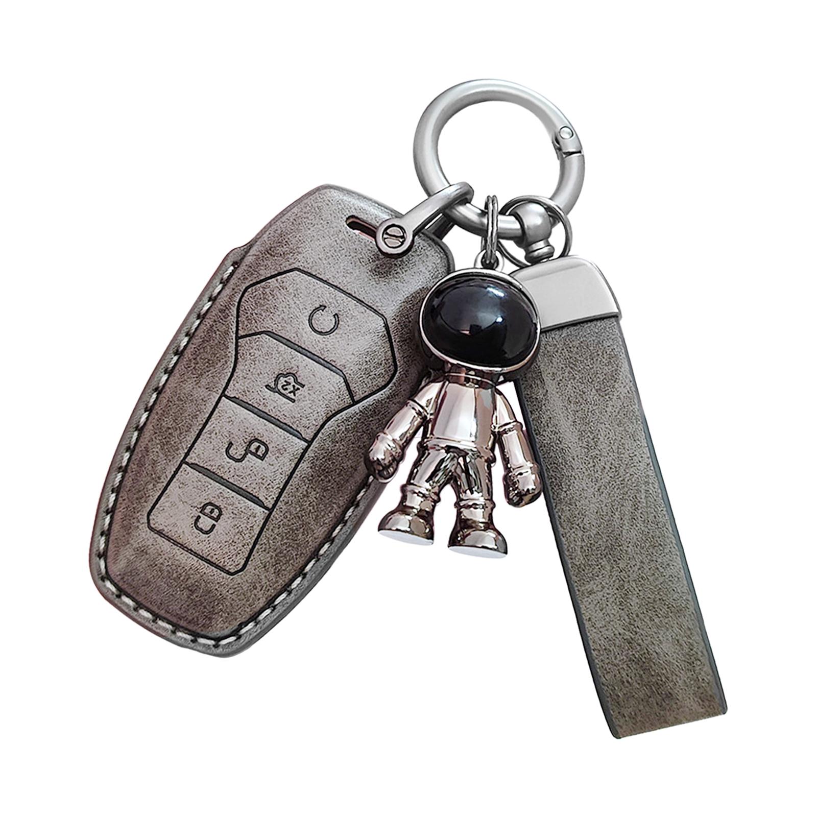 Protecteur de Clé de Voiture Résistant à l'Usure Imperméable Doux Porte-Clés Automobile Gris Noir