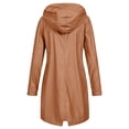 thumbnail image 4 of Jackets Women's Solid Color Rain Jacket Outdoor Hooded Waterproof Windproof Long Coat Womens Spring Jacket on Clearance, 4 of 5