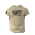 thumbnail image 1 of Kcodviy T-Shirt pour Homme Usé Drapeau Grande Taille Chemises Boutonnées pour Homme Col Rond Imprimé Chemises Courtes Contrastées Blouse Manches Blouse pour Homme, 1 of 3