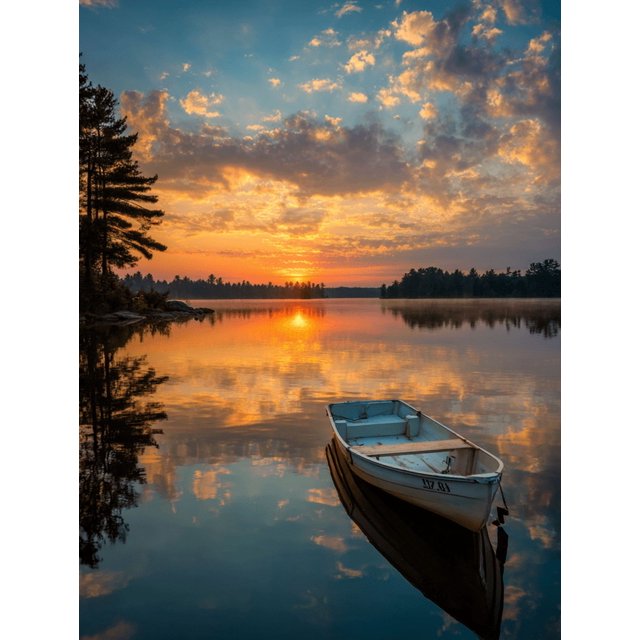 Qisvanset Abstract Sunset Beach Canvas Print 12x16 Inch Apartment Decor