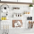 thumbnail image 1 of CaiYueKe Pegboard Wall Organizer, Plastic Storage Shelf with Hooks, Grid Panel for Home Office, Garage Workshop Organization, Mountable Display Rack for Headphones Tools Accessories, 1 of 7