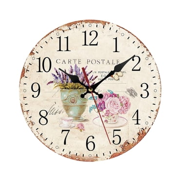 EGNMCR Room Decor Home Decor European Style Wooden Living Room Bedroom Decoration Round Wall Clock European style wall clock