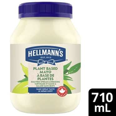 Vinaigrette et tartinade sans œufs Hellmann’s, condiment végétal pour burgers et salades végétaliens, pot de 710 ml