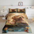 thumbnail image 1 of YST Ensemble Douillette Simple pour Enfants Chien Mignon Carlin Animal de Compagnie Ensembles de Literie, Couette en Duvet Florale pour Filles Chic Rose Rouge Ensemble de Housse de Couette Feuilles Vertes Couette Matelassée, Douillet 2 Pcs avec 1 Taie d'Oreiller, 1 of 5