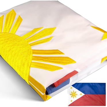 Anley EverStrong Series Drapeau des Philippines 3 X 5 Pieds en Nylon Robuste - Rayures Brodées et Cousues - Bannières et Drapeaux Nationaux Philippins