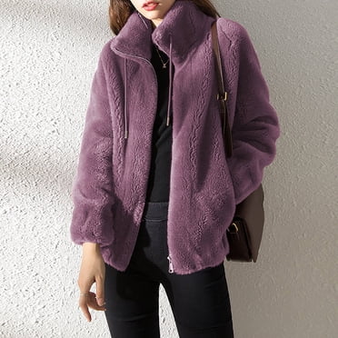 Aqestyerly Veste en Molleton à Fermeture Éclair pour Femme, Chaude, Col Montant, Décontractée, Cardigan Épais, Manteau Chandail, Doux, Mode, Manteau d'Hiver HWRETIE