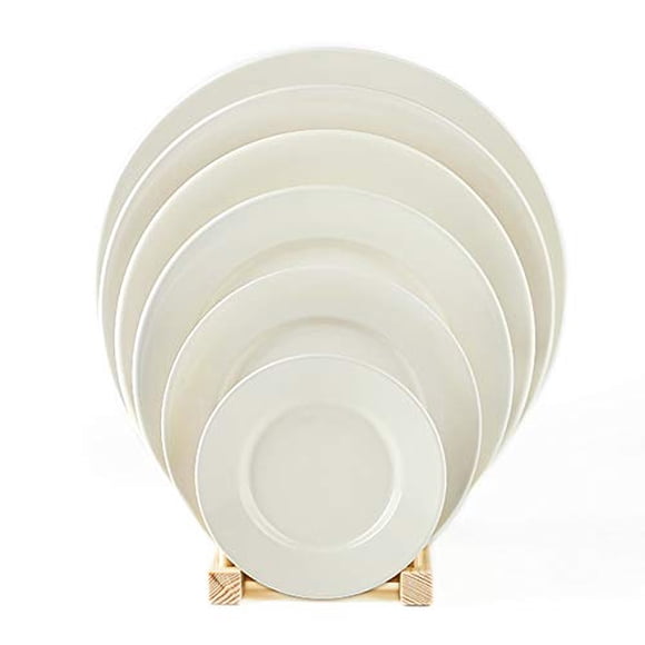 Restaurant Value, Stoneware Wide Rim with Rolled-edge, America White Round Plate 12", Case of 12