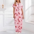 thumbnail image 2 of GDREDA Vêtements de Nuit Légers pour Femmes Pyjama de la Saint-Valentin à Nœud Imprimé pour Femmes Ensemble Pantalon avec Poche à Bouton Style Mignon Ensembles de Pyjama pour Femmes pyjamas Rouge,G, 2 of 6