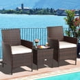 thumbnail image 4 of Costway 3PCS Patio Rattan Furniture Set Cushioned Sofa Glass Tabletop White, 4 of 10