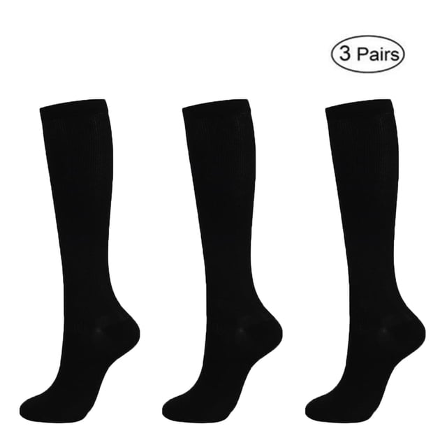 EIMELI 3 Pairs Knee High Graduated Compression Socks for Men & Women - BEST Stockings for Running Medical Athletic Diabetic Swelling Varicose Veins Travel
