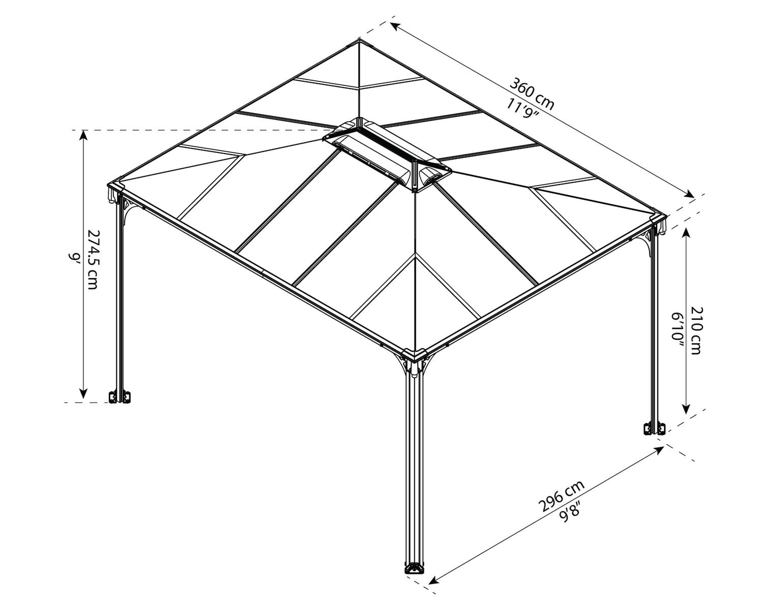Belvédère de jardin Martinique 10 pi x 12 Canopia by Palram