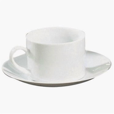Ten Strawberry Street Royal White - 8 Oz Can Cup And Saucer - Set Of 6