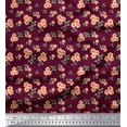 thumbnail image 1 of Soimoi Modal Satin Fabric Leaves & Flower Floral Printed Craft Fabric by the Yard 42 Inch Wide, 1 of 3