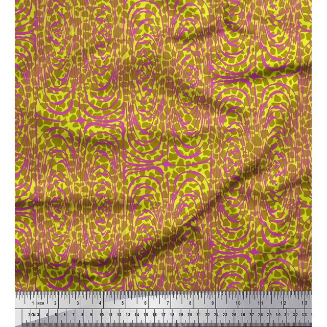 Soimoi Green Poly Georgette Fabric Leopard & Wild Animal Skin Printed Fabric 1 Yard 42 Inch Wide