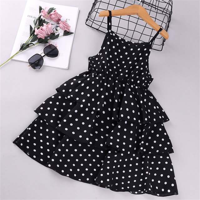 LOVZFMLL Girls' Summer Sleeveless Printed Round-Neck Embroidery Mesh Princess Bow Skirt
