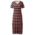 thumbnail image 3 of Tumotour Robe d'Été pour Femmes Robe Imprimée à Fleurs Robe à Manches Courtes Robe de Plage Décontractée Col Rond Longue Robe T-Shirt Voyage Vacances avec Poches, 3 of 4