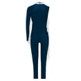 thumbnail image 2 of Aislor Girls Gymnastics Unitard Costume Rhinestone Metallic Patchwork Long Sleeve Jumpsuit for Ballet Dance 6-16 Years Navy Blue 14, 2 of 4