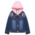 thumbnail image 1 of KIDSCOOL SPACE Little Girl Pink Detachable Hood Flower Embroidered Jean Jacket,Pink Cap,5-6 Years, 1 of 7