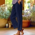 thumbnail image 2 of Dealovy Womens Cotton Linen Pants Plus Size Elastic High Waisted Solid Color Lightweight Summer Trousers, 2 of 6