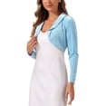 thumbnail image 4 of INSPIRE CHIC Boléro Court en Velours à Col à Revers Ouvert à Manches Longues pour Femme Bleu Pâle TP, 4 of 4