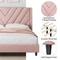 thumbnail image 4 of Yaheetech Upholstered Platform Bed Frame with Tufted Headboard, Queen, Pink, 4 of 7
