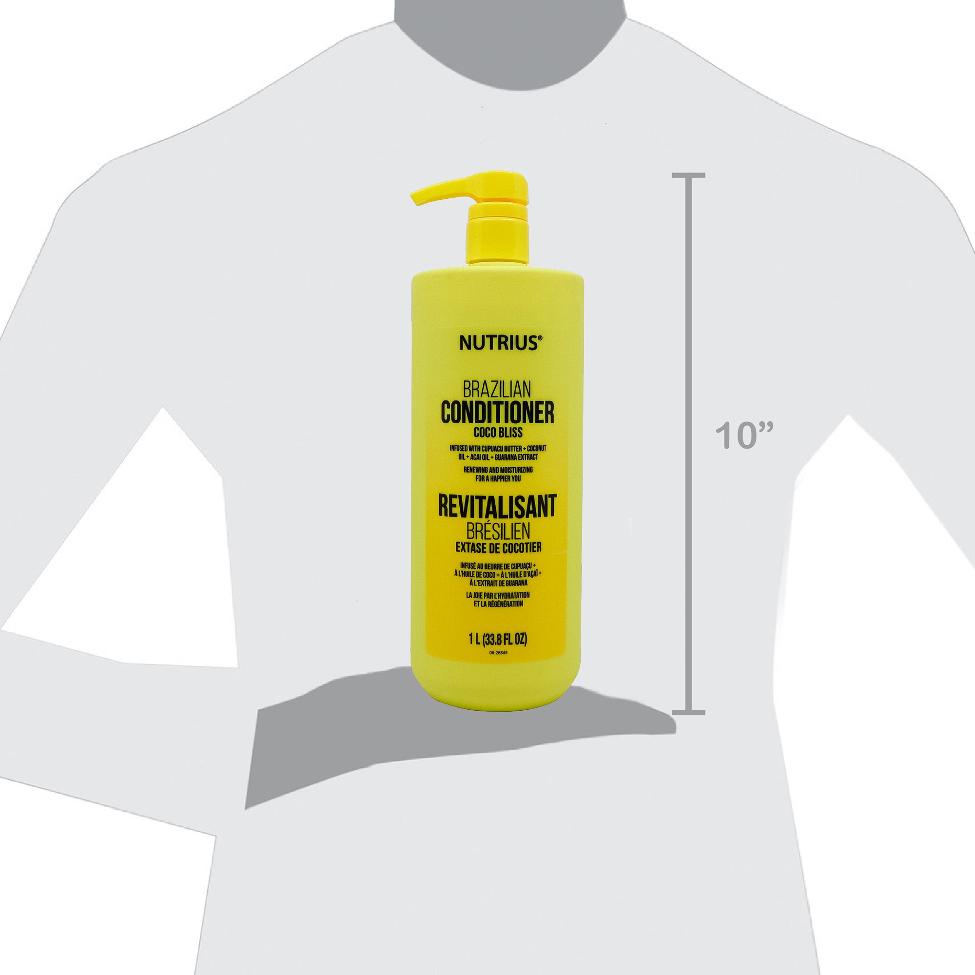 NUTRIUS Renewing and Moisturizing Brazilian Conditioner with Cupuacu Butter, Acai Oil, Coconut Oil, and Guarana Extract. 1Lt